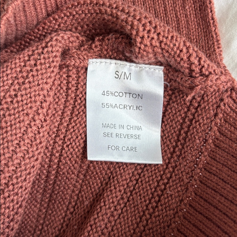 Ribbed Ruffle Neck Sweater - Rust - Picture 4 of 6